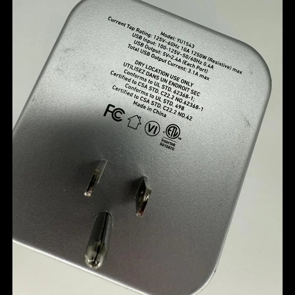 LED Wall Outlet Adapter w/ USB Ports + Bonus USB-C Cable